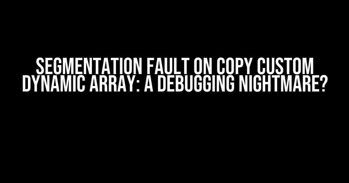 Segmentation Fault on Copy Custom Dynamic Array: A Debugging Nightmare?